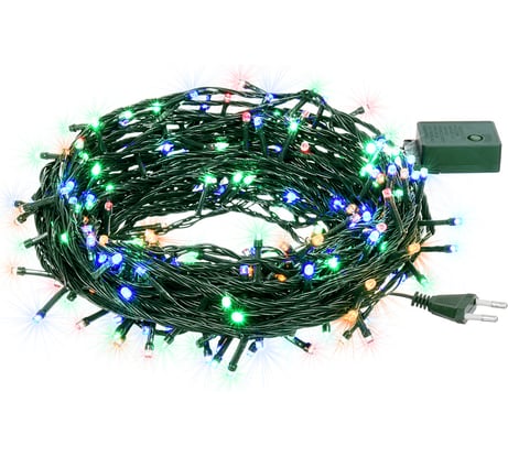 Электрогирлянда Vegas нить 100 разноцветных LED ламп контроллер 8 режимов зеленый провод 55061