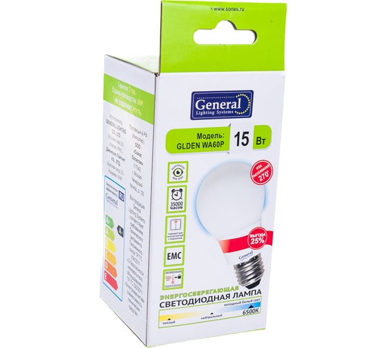 Светодиодная лампа General Lighting Systems ECO WA60P-15W-E27-660345