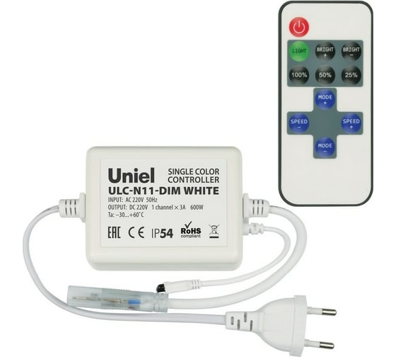 Контроллер Uniel ULC-N11-DIM WHITE для управления светодиодными лентами UL-00002277