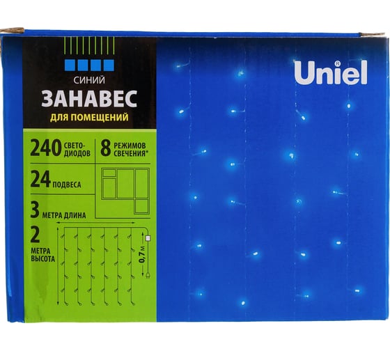 Светодиодный занавес Uniel ULD-C2030-240/DTA BLUE IP20 с контроллером, 3х2м, 7942