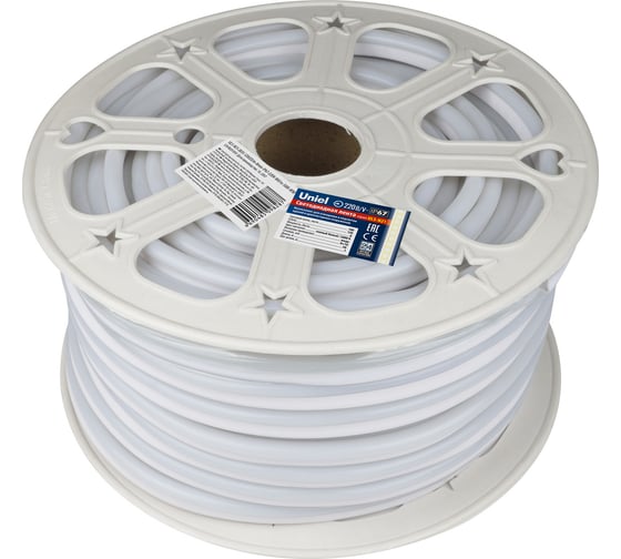 Светодиодная лента Uniel ULS-N21-2835-120LED/m-8mm-IP67-220V-8W/m-50M-WW UL-00002925