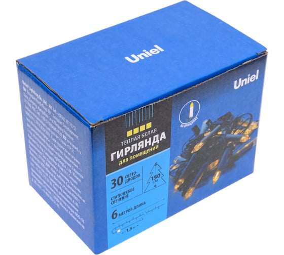 Светодиодная гирлянда Uniel ULD-S0600-030/SGA WARM WHITE, IP20, CANDLES, Свечки, 6м UL-00005469