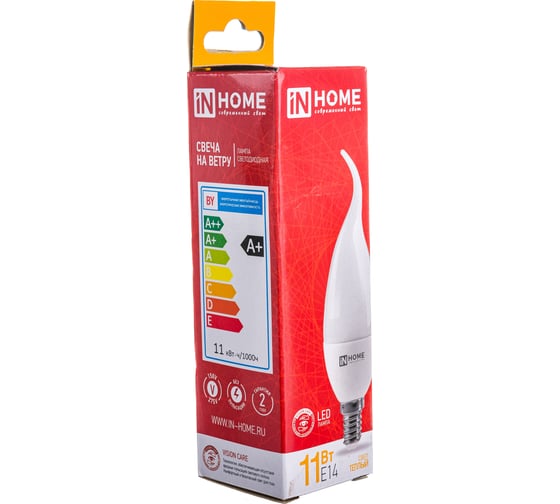 Светодиодная лампа IN HOME LED-СВЕЧА НА ВЕТРУ-VC 11Вт 230В Е14 3000К 990Лм 4690612030456