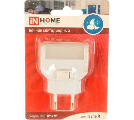 Светодиодный ночник с выключателем IN HOME NLE 09-LW белый, 230В 4690612028880