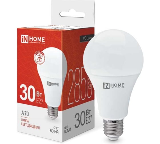 Светодиодная лампа IN HOME LED-A70-VC 30Вт, 230В, Е27, 4000К, 2850Лм 4690612024141