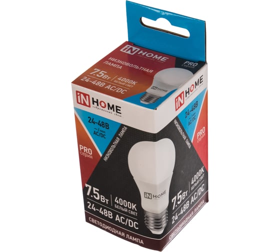 Светодиодная низковольтная лампа IN HOME LED-MO-PRO 7,5Вт 24-48В Е27 4000К 600Лм 4690612031521