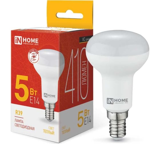 Светодиодная лампа IN HOME LED-R39-VC 5Вт 230В Е14 3000К 410Лм 4690612030838