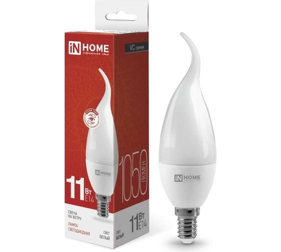 Светодиодная лампа IN HOME LED-СВЕЧА НА ВЕТРУ-VC 11Вт 230В Е14 4000К 1050Лм 4690612030470 1