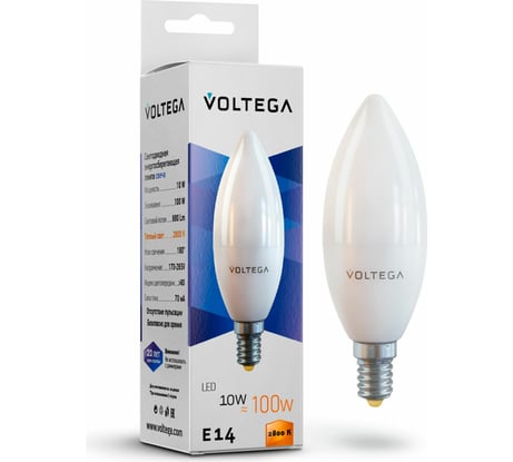Светодиодная лампа VOLTEGA Свеча E14 2800K 10W 7064
