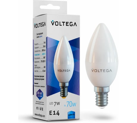 Светодиодная лампа VOLTEGA Свеча E14 4000K 7W 7049