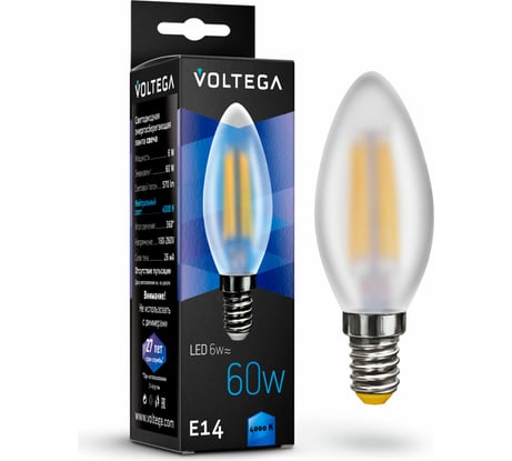 Светодиодная лампа VOLTEGA Свеча матовая Е14 4000К 6W 7045