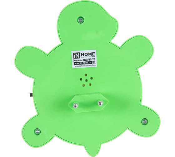 Светодиодный ночник IN HOME NLA 04-TG ЧЕРЕПАШКА зелёная с выключателем 230В 4690612029009