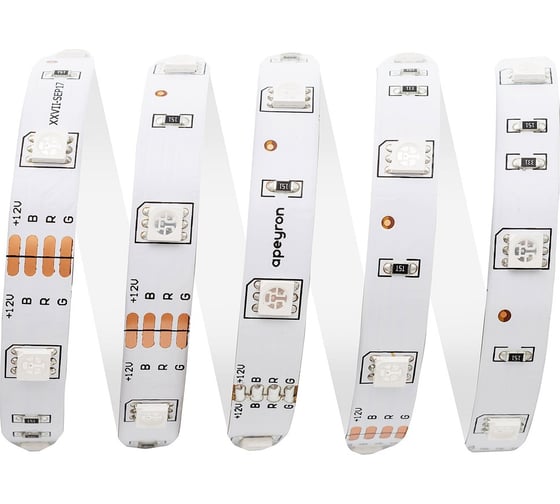 Светодиодная лента APEYRON 12В, 7.2Вт/м, smd5050, 30д/м, IP20, 600Лм/м, RGB 438