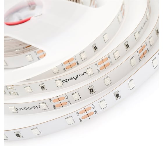 Светодиодная лента APEYRON 12В, 4.8Вт/м, smd3528, 60д/м, IP20, желтый 433