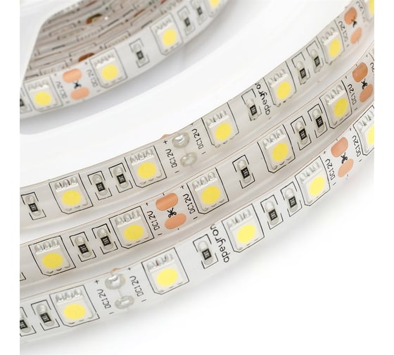 Светодиодная лента APEYRON 12В, 14.4Вт/м, smd5050, 60д/м, IP65, 1000Лм/м, холодный белый 410