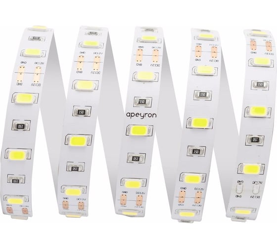 Светодиодная лента APEYRON 12В, 9.6Вт/м, smd5630, 60д/м, IP20, 1400Лм/м, холодный белый 123