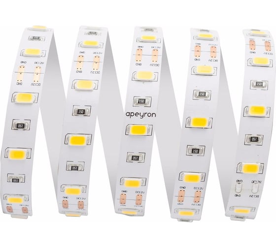 Светодиодная лента APEYRON 12В, 9.6Вт/м, smd5630, 60д/м, IP20, 1400Лм/м, теплый белый 122