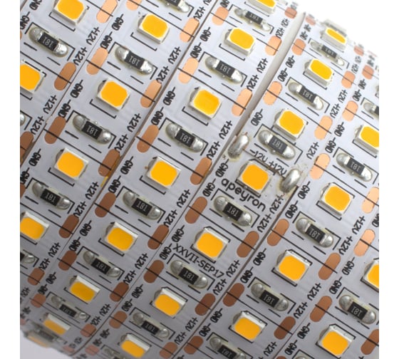Светодиодная лента APEYRON 12В, 16.6Вт/м, smd2835, 100д/м, IP20, теплый белый 103