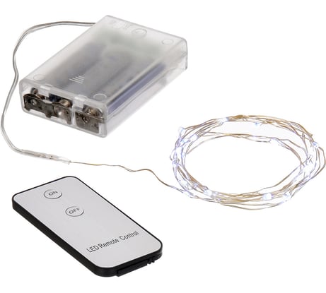 Электрогирлянда VEGAS Нить 20 холодных ламп, серебристый провод, с пультом 55105