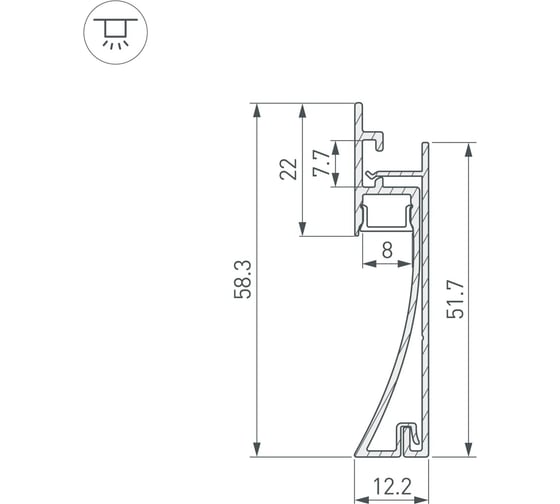 Профиль Arlight PLINTUS-H58-F-2000 ANOD 2м 046391