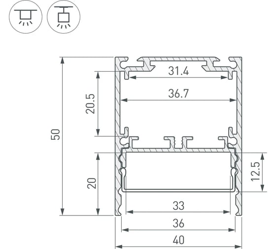 Профиль Arlight SL-LINE-4050-3L-2000 ANOD 2м 044666