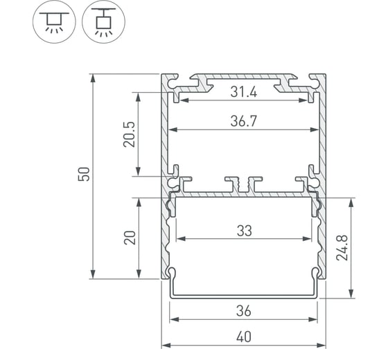 Профиль Arlight SL-LINE-4050-3L-2000 ANOD 2м 044666