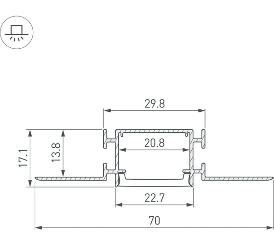 Профиль Arlight FANTOM-BENT-W23-SIDE-2000 ANOD 2м 040331(1)