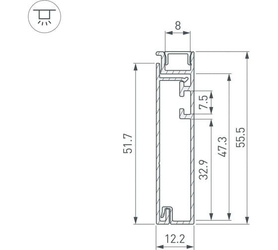 Профиль Arlight PLINTUS-H55-2000 ANOD 2м 046389