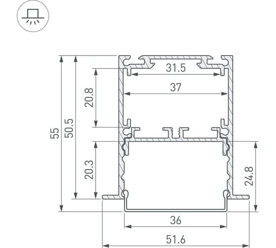 Профиль Arlight SL-LINIA52-3L-F-2000 ANOD 2м 044682