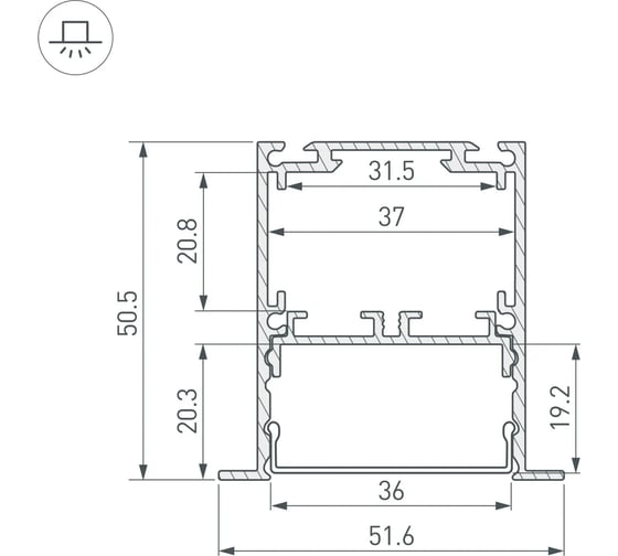 Профиль Arlight SL-LINIA52-3L-F-2000 ANOD 2м 044682