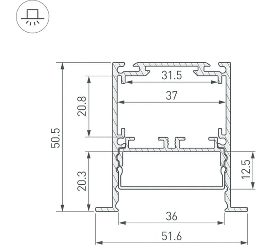 Профиль Arlight SL-LINIA52-3L-F-2000 ANOD 2м 044682
