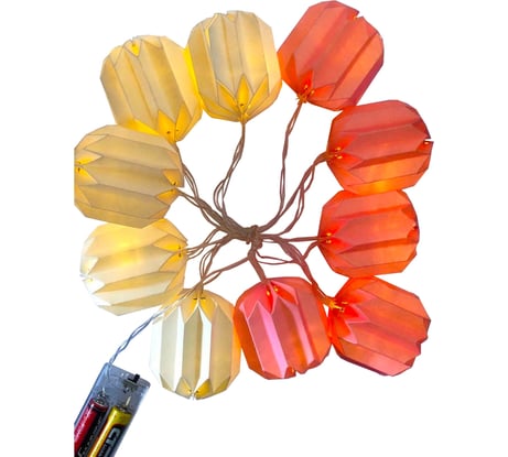 Электрическая гирлянда APEYRON светодиодная, цветной бумажный фонарик 15-20