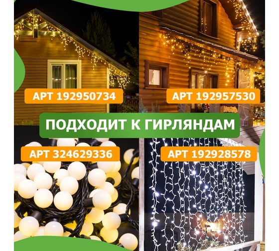 Шнур питания для уличных гирлянд ПВХ с эффектом мерцания/постоянного свечения Neon-Night 230В/4А, цвет провода: черный IP65 303-500