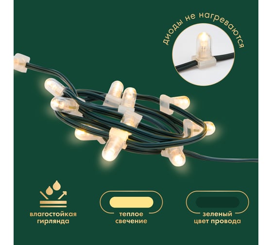 Гирлянда Neon-Night Клип лайт 12В, 665 LED теплый белый, шаг 15см, бухта 100м 325-126