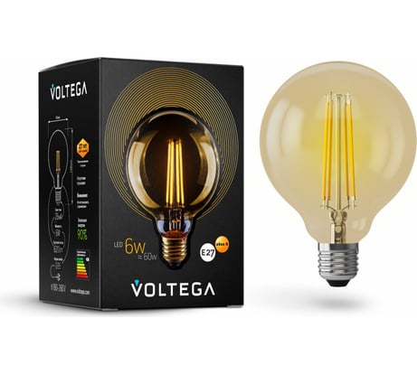 Лампа светодиодная Шар GOLD G95 VOLTEGA, Е27 6W 7084