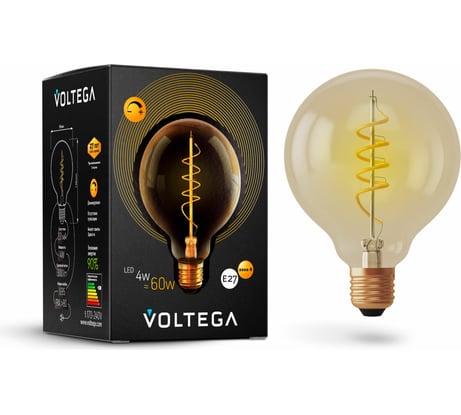 Светодиодная лампа VOLTEGA Шар диммируемый GOLD G95 Е27 4W 2000К 7076