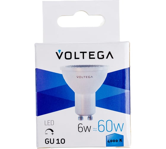 Светодиодная лампа VOLTEGA Софит линзованный GU10 4000К 6W диммируемый 7109