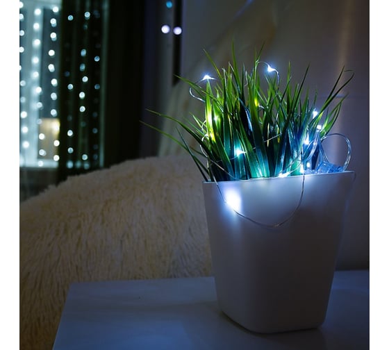 Влагозащищенная светодиодная гирлянда NEON-NIGHT "Роса", 2м, 20LED, гибкая 303-005-1