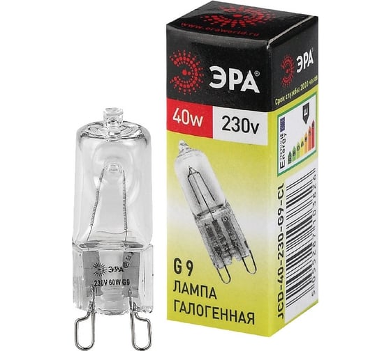Лампочка галогенная ЭРА G9JCD40230VCL G9 40Вт капсула теплый белый свет LM Б0063939 1