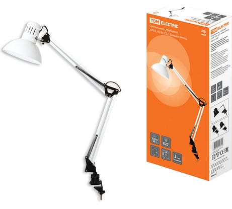 Светильник струбцина TDM ELECTRIC 220В, 40Вт, E27, белый глянец SQ0337-0030
