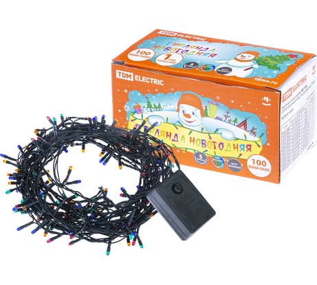 Новогодняя гирлянда TDM ELECTRIC МГ 100, 220В, многоцветная 5м, 8 режимов SQ0361-0005