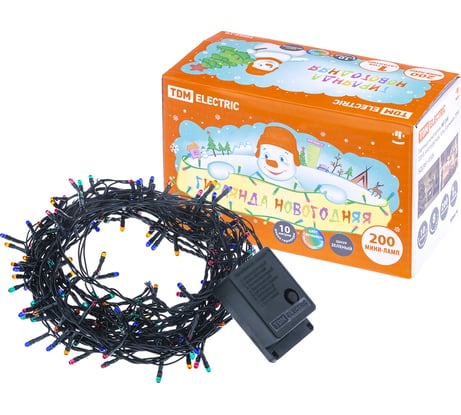 Новогодняя гирляндаTDM ELECTRIC МГ 200, 220В, многоцветная, 10м, 8 режимов SQ0361-0006