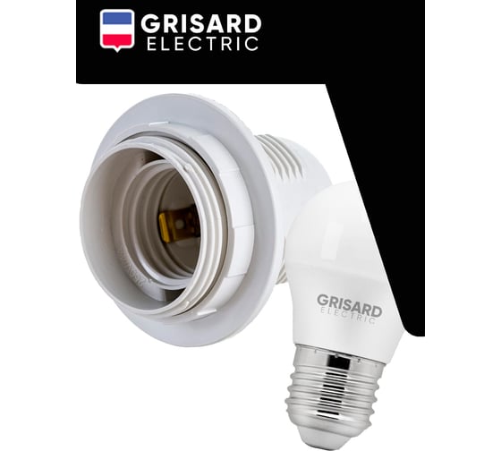 Патрон пластиковый Grisard Electric с кольцом Е27 белый 50шт, GRE-002-5002