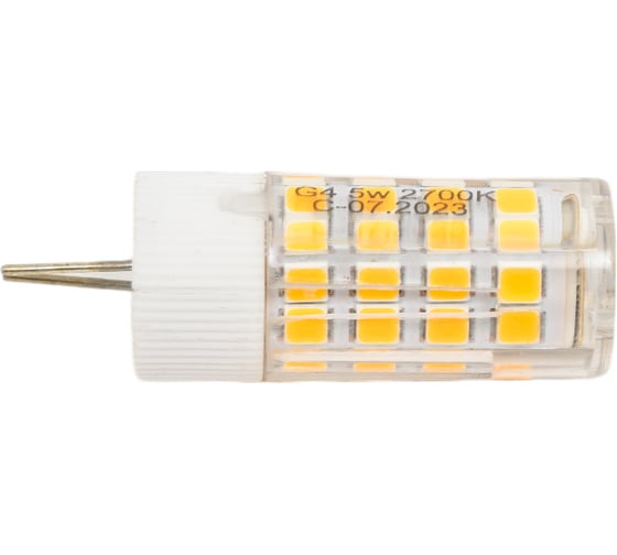 Светодиодная лампа Jazzway PLED-G4 5Вт капсульная 2700К теплый белый G4 400лм 175-240В пластик d15х47мм 5000940