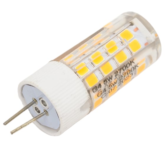 Светодиодная лампа Jazzway PLED-G4 5Вт капсульная 2700К теплый белый G4 400лм 175-240В пластик d15х47мм 5000940