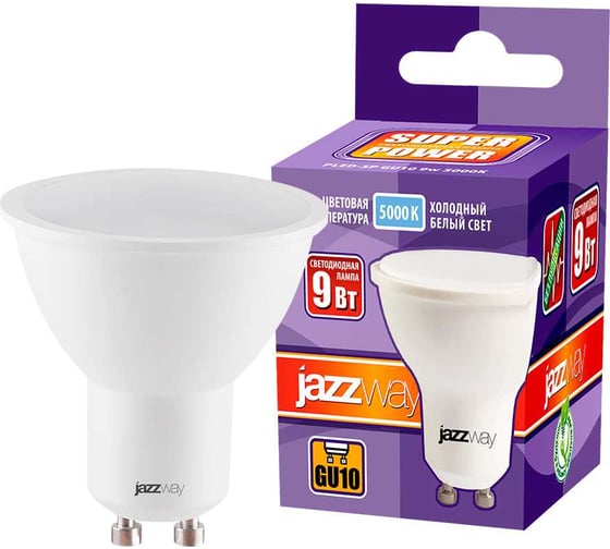 Светодиодная лампа Jazzway PLED-SP 9Вт PAR16 GU10 5000K холодный белый GU10 820лм 230В/50Гц 2859723A 1