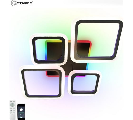 Управляемая светодиодная люстра ESTARES OVAL RGB 75W 5S-APP-725x500x93-BLACK/WHITE-220-IP20 Ч УУО00004821