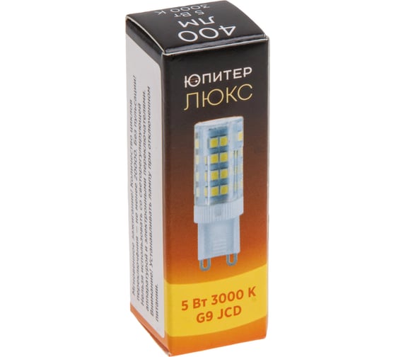 Лампа светодиодная ЮПИТЕР JCD 5 Вт 230В G9 3000К ЛЮКС JP5101-33