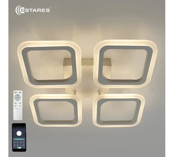 Управляемая светодиодная люстра ESTARES ROOM 60W 4S-APP-520x73-WHITE/WHITE-220-IP20 УУО00003887