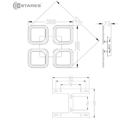 Управляемая светодиодная люстра ESTARES ROOM 60W 4S-APP-520x73-WHITE/WHITE-220-IP20 УУО00003887